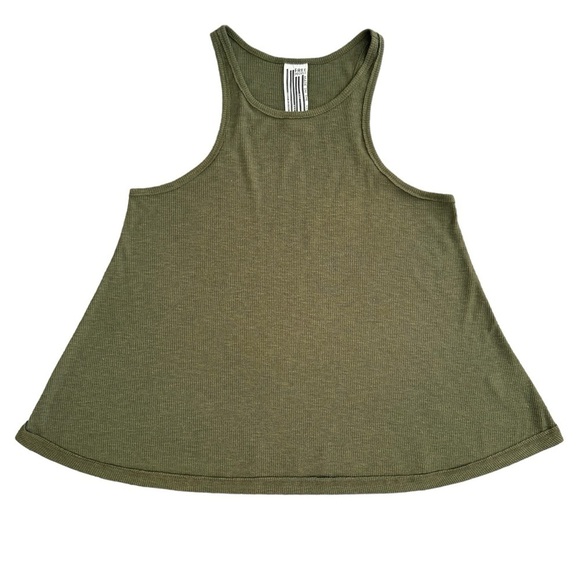 Free People Tops - Free People racerback long beach tank top ribbed green flowy swing army Small